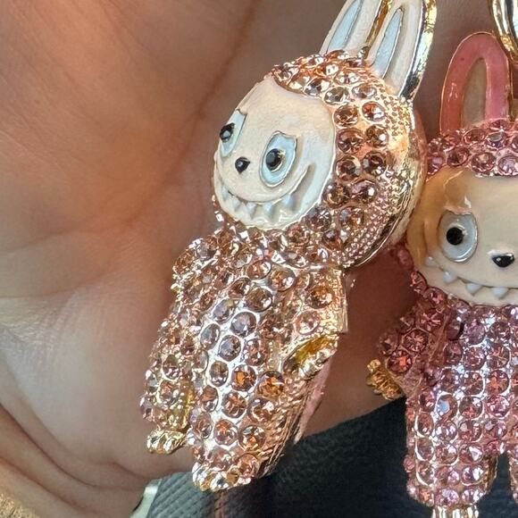 lb_grey_02.jpg Labubu Paved Cute Crystal Bunny Keychains Rose Gold